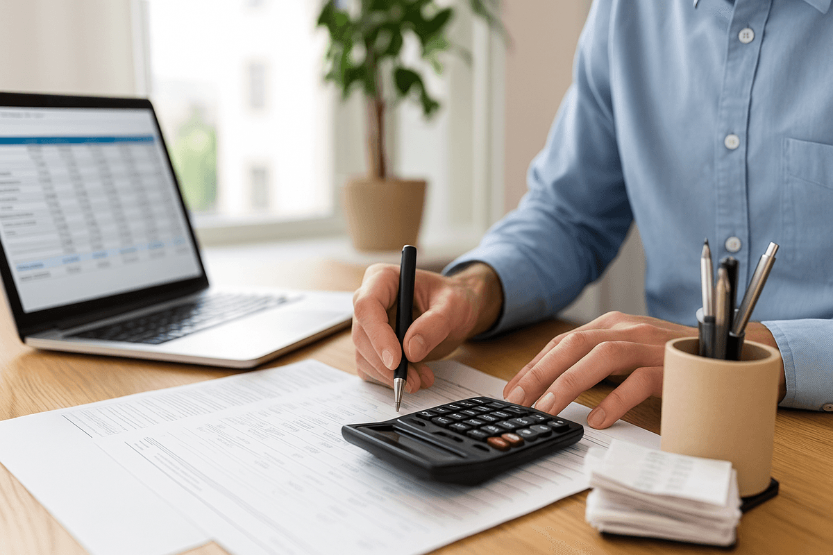 Bookkeeper reviewing financial statements